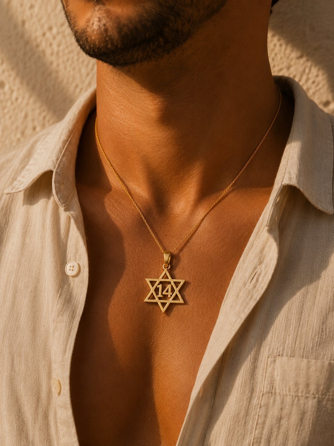 תליון מגן 14 מזהב 14K על צוואר